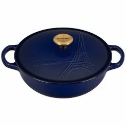 New 👍 Le Creuset 2.5Qt Signature Cocotte Eiffel Tower Collection | Indigo Blue 👍