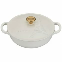 New ⭐ Le Creuset 2.5Qt Signature Cocotte Eiffel Tower Collection | White 😀
