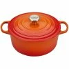 Buy 🧨 Le Creuset 5.5 Qt. Round Signature Cast Iron Dutch Oven With Stainless Steel Knob | Flame Orange 👍