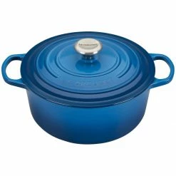 Budget ⭐ Le Creuset 5.5 Qt. Round Signature Cast Iron Dutch Oven With Stainless Steel Knob | Marseille Blue ⌛