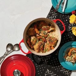 Flash Sale 😀 Le Creuset 5.5 Qt. Round Signature Cast Iron Dutch Oven With Stainless Steel Knob | Cerise/Cherry Red 🥰 -Le Creuset Shop rs11037 lca q1 onepotmeal ret