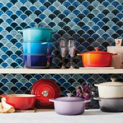 Brand new ⌛ Le Creuset 5.5 Qt. Round Signature Cast Iron Dutch Oven With Stainless Steel Knob | Caribbean Blue 🔔 -Le Creuset Shop rs11049 lca q1 rainbowrdo ret 2