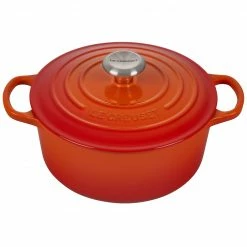 Hot Sale 🛒 Le Creuset 4.5 Qt. Round Signature Dutch Oven With Stainless Steel Knob | Flame Orange 🎉