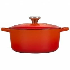 Hot Sale 🛒 Le Creuset 4.5 Qt. Round Signature Dutch Oven With Stainless Steel Knob | Flame Orange 🎉 -Le Creuset Shop rs11164 ls2501 242ss 2