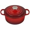 Best Pirce 👏 Le Creuset 2 Qt. Round Signature Cast Iron Dutch Oven With Stainless Steel Knob | Cerise/Cherry Red 😉 -Le Creuset Shop rs11183 ls2501 1867ss