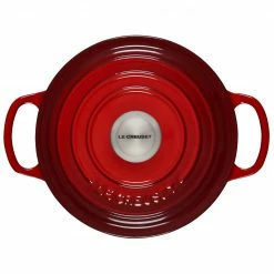 Best Pirce 👏 Le Creuset 2 Qt. Round Signature Cast Iron Dutch Oven With Stainless Steel Knob | Cerise/Cherry Red 😉 -Le Creuset Shop rs11185 ls2501 1867ss 3