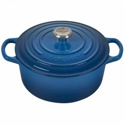 Flash Sale 👍 Le Creuset 3.5 Qt. Round Signature Dutch Oven With Stainless Steel Knob | Marseille Blue 👍