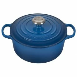 Deals 🥰 Le Creuset 4.5 Qt. Round Signature Dutch Oven With Stainless Steel Knob | Marseille Blue 🎁