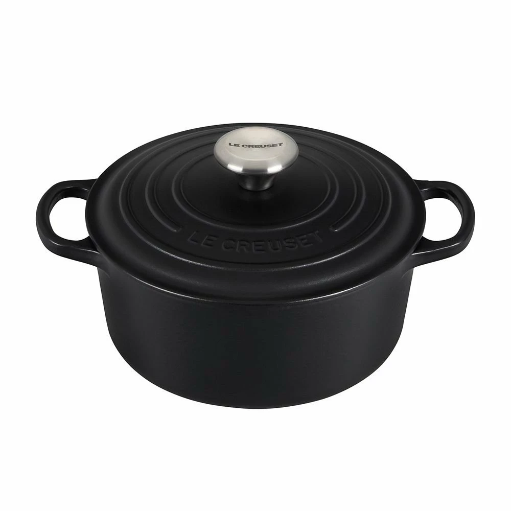 Promo 🔥 Le Creuset 3.5 Qt. Round Signature Dutch Oven With Stainless Steel Knob | Licorice ✔️ 3 Promo 🔥 Le Creuset 3.5 Qt. Round Signature Dutch Oven With Stainless Steel Knob | Licorice ✔️