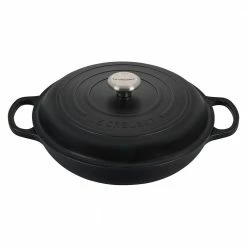 Best deal 🎉 Le Creuset 3.5 Qt. Signature Enameled Cast Iron Braiser With Stainless Steel Knob | Licorice 👏