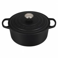 Discount 👍 Le Creuset 5.5 Qt. Round Signature Dutch Oven With Stainless Steel Knob | Licorice ✔️