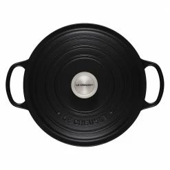 Discount 👍 Le Creuset 5.5 Qt. Round Signature Dutch Oven With Stainless Steel Knob | Licorice ✔️ -Le Creuset Shop rs11818 ls2501 2620ss 3 lpr