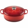 Best Sale 🥰 Le Creuset 5 Qt. Oval Signature Dutch Oven With Stainless Steel Knob | Cerise/Cherry Red ✔️ -Le Creuset Shop rs11948 lc 20191021 fr ps 00006s