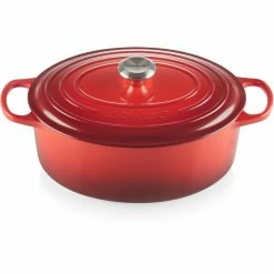 Discount ⭐ Le Creuset 6.75 Qt. Oval Signature Dutch Oven With Stainless Steel Knob | Cerise/Cherry Red 👍