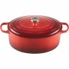 Wholesale ⭐ Le Creuset 9.5 Qt. Oval Signature Dutch Oven With Stainless Steel Knob | Cerise/Cherry Red 🛒