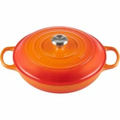 Brand new 🧨 Le Creuset 3.5 Qt. Signature Enameled Cast Iron Braiser With Stainless Steel Knob | Flame Orange 🤩