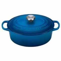 Best Pirce ❤️ Le Creuset 2.75 Qt. Oval Signature Dutch Oven With Stainless Steel Knob | Marseille Blue 🌟