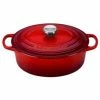Cheapest ❤️ Le Creuset 2.75 Qt. Oval Signature Dutch Oven With Stainless Steel Knob | Cerise/Cherry Red 🤩