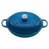 Promo 🥰 Le Creuset 5 Qt. Signature Enameled Cast Iron Braiser With Stainless Steel Knob | Marseille Blue 🌟 -Le Creuset Shop rs12277 ls2532 3259ss