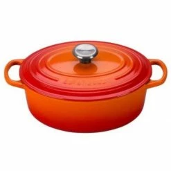 Cheapest ✔️ Le Creuset 2.75 Qt. Oval Signature Dutch Oven With Stainless Steel Knob | Flame Orange 🌟
