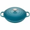 Buy 🧨 Le Creuset 3.5 Qt. Signature Enameled Cast Iron Braiser With Stainless Steel Knob | Caribbean Blue ⭐ -Le Creuset Shop rs12363 ls2532 3017ss