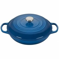 Best Pirce 🛒 Le Creuset 3.5 Qt. Signature Enameled Cast Iron Braiser With Stainless Steel Knob | Marseille Blue ⌛