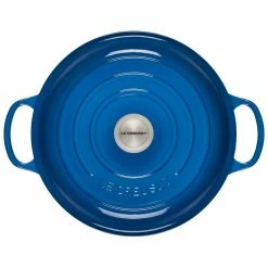 Best Pirce 🛒 Le Creuset 3.5 Qt. Signature Enameled Cast Iron Braiser With Stainless Steel Knob | Marseille Blue ⌛ -Le Creuset Shop rs12495 ls2532 3059 3