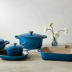 Budget ⭐ Le Creuset 5.5 Qt. Round Signature Cast Iron Dutch Oven With Stainless Steel Knob | Marseille Blue ⌛ -Le Creuset Shop rs12776 200716 lc 8piececastiron ret