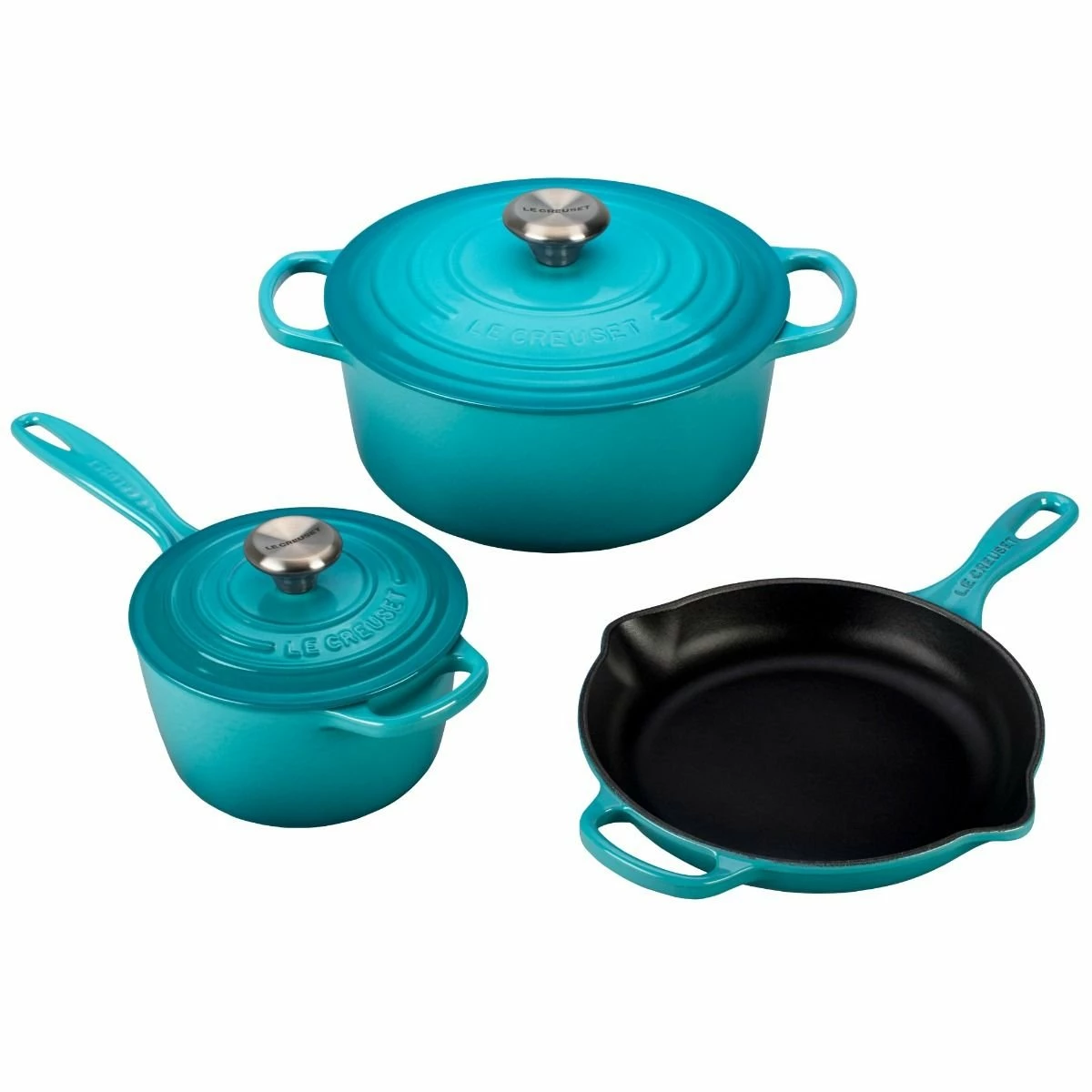 Buy π₯° Le Creuset 5-Piece Signature Cookware Set With Stainless Steel Knobs | Caribbean Blue π 5 Buy π₯° Le Creuset 5-Piece Signature Cookware Set With Stainless Steel Knobs | Caribbean Blue π