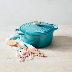 Brand new ⌛ Le Creuset 5.5 Qt. Round Signature Cast Iron Dutch Oven With Stainless Steel Knob | Caribbean Blue 🔔 -Le Creuset Shop rs14418 rs8350 180319 lca caribbean rdo 016 soft sunlight ss