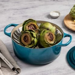 Best Pirce 😀 Le Creuset 4.5 Qt. Round Signature Dutch Oven With Stainless Steel Knob | Deep Teal 💯 -Le Creuset Shop rs16337 p06 steaming in dutch oven lpr