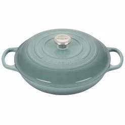 Deals 💯 Le Creuset 3.5 Qt. Signature Enameled Cast Iron Braiser With Stainless Steel Knob | Sea Salt 🔥