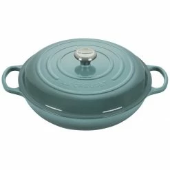 Outlet 🎁 Le Creuset 5 Qt. Signature Enameled Cast Iron Braiser With Stainless Steel Knob | Sea Salt 🛒