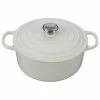 Buy 🔔 Le Creuset 5.5 Qt. Round Signature Cast Iron Dutch Oven With Stainless Steel Knob | White 😉
