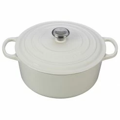 Cheapest 💯 Le Creuset 7.25 Qt. Round Signature Dutch Oven With Stainless Steel Knob | White 🧨
