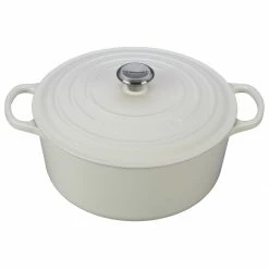 New 😍 Le Creuset 9 Qt. Round Signature Dutch Oven With Stainless Steel Knob | White 🛒