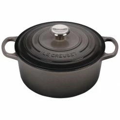 Cheap 👏 Le Creuset 4.5 Qt. Round Signature Dutch Oven With Stainless Steel Knob | Oyster Grey 🌟