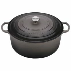 Best Pirce ❤️ Le Creuset 13.25 Qt. Round Signature Cast Iron Dutch Oven With Stainless Steel Knob | Oyster Grey ⌛