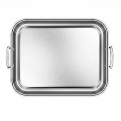 Deals 👏 Le Creuset Large Stainless Steel Roasting Pan With Nonstick Rack 🥰 -Le Creuset Shop rs7917 large pan overhead v7