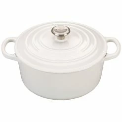 Deals 👍 Le Creuset 3.5 Qt. Round Signature Dutch Oven With Stainless Steel Knob | White ✔️