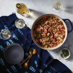 Wholesale 🌟 Le Creuset 7.25 Qt. Round Signature Dutch Oven With Stainless Steel Knob | Indigo Blue ❤️ -Le Creuset Shop rs8709 fall shoot indigo succotash 1