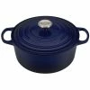 Buy 🎉 Le Creuset 5.5 Qt. Round Signature Cast Iron Dutch Oven With Stainless Steel Knob | Indigo Blue 🌟 -Le Creuset Shop rs8828 ls2501 2678ss