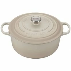 Hot Sale 🎉 Le Creuset 7.25 Qt. Round Signature Dutch Oven With Stainless Steel Knob | Meringue White 🌟