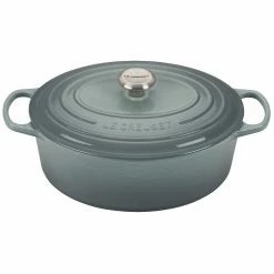 Outlet 🤩 Le Creuset 6.75 Qt. Oval Signature Dutch Oven With Stainless Steel Knob | Sea Salt 👏