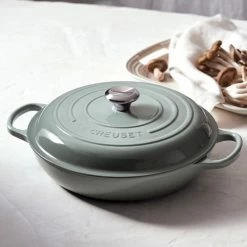 Deals 💯 Le Creuset 3.5 Qt. Signature Enameled Cast Iron Braiser With Stainless Steel Knob | Sea Salt 🔥 -Le Creuset Shop rs9177 spring 2019 meringueseasalt 0173 lpr