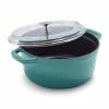 Brand new ❤️ Staub 4 Qt. Round Cocotte/Dutch Oven With Glass Lid | Turquoise 🧨 -Le Creuset Shop st t