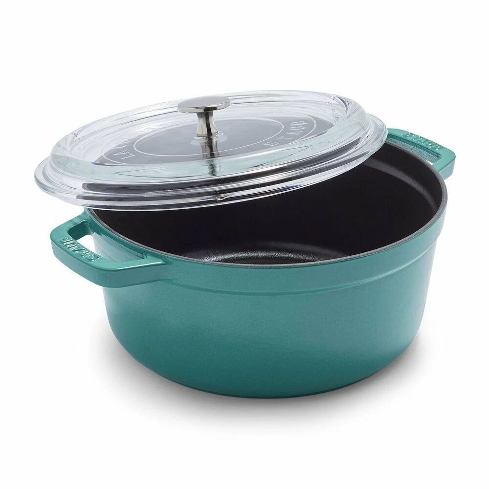 Brand new β€οΈ Staub 4 Qt. Round Cocotte/Dutch Oven With Glass Lid | Turquoise 𧨠3 Brand new β€οΈ Staub 4 Qt. Round Cocotte/Dutch Oven With Glass Lid | Turquoise π§¨