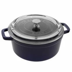 Budget 💯 Staub 4 Qt. Round Cocotte/Dutch Oven With Glass Lid | Dark Blue 👍