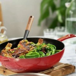 Cheapest 🔔 Staub 2.9 Qt Cast Iron Daily Pan | Cherry 😉 -Le Creuset Shop staub iron 5
