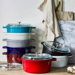 Best Pirce ⌛ Staub 4 Qt. Round Cocotte/Dutch Oven With Glass Lid | Grenadine 😉 -Le Creuset Shop staub lifestyle